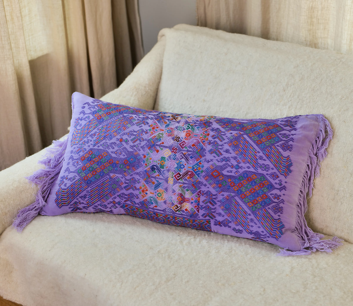 Hand Embroidered Huipiles Pillow- 7/10