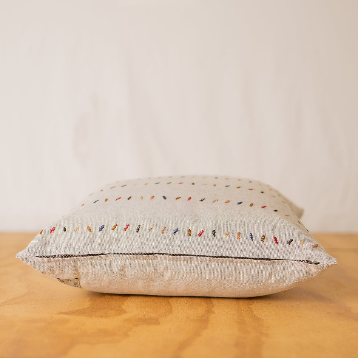 Minimalist Hand Embroidered Pillow - Confetti, Grey