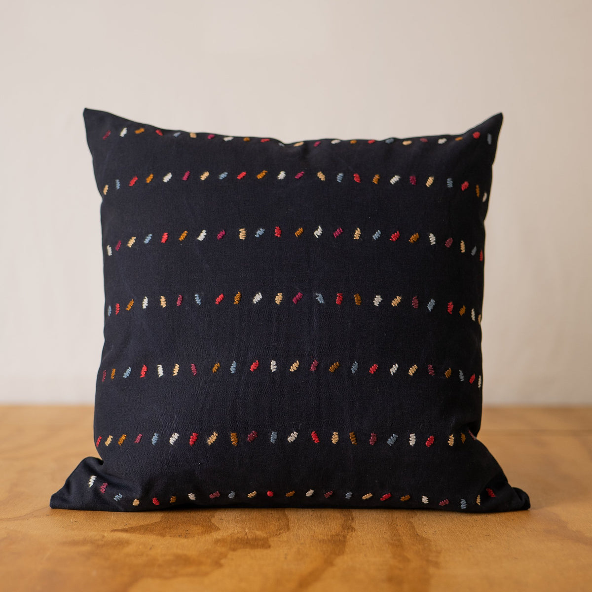 Minimalist Hand Embroidered Pillow - Confetti, Ink