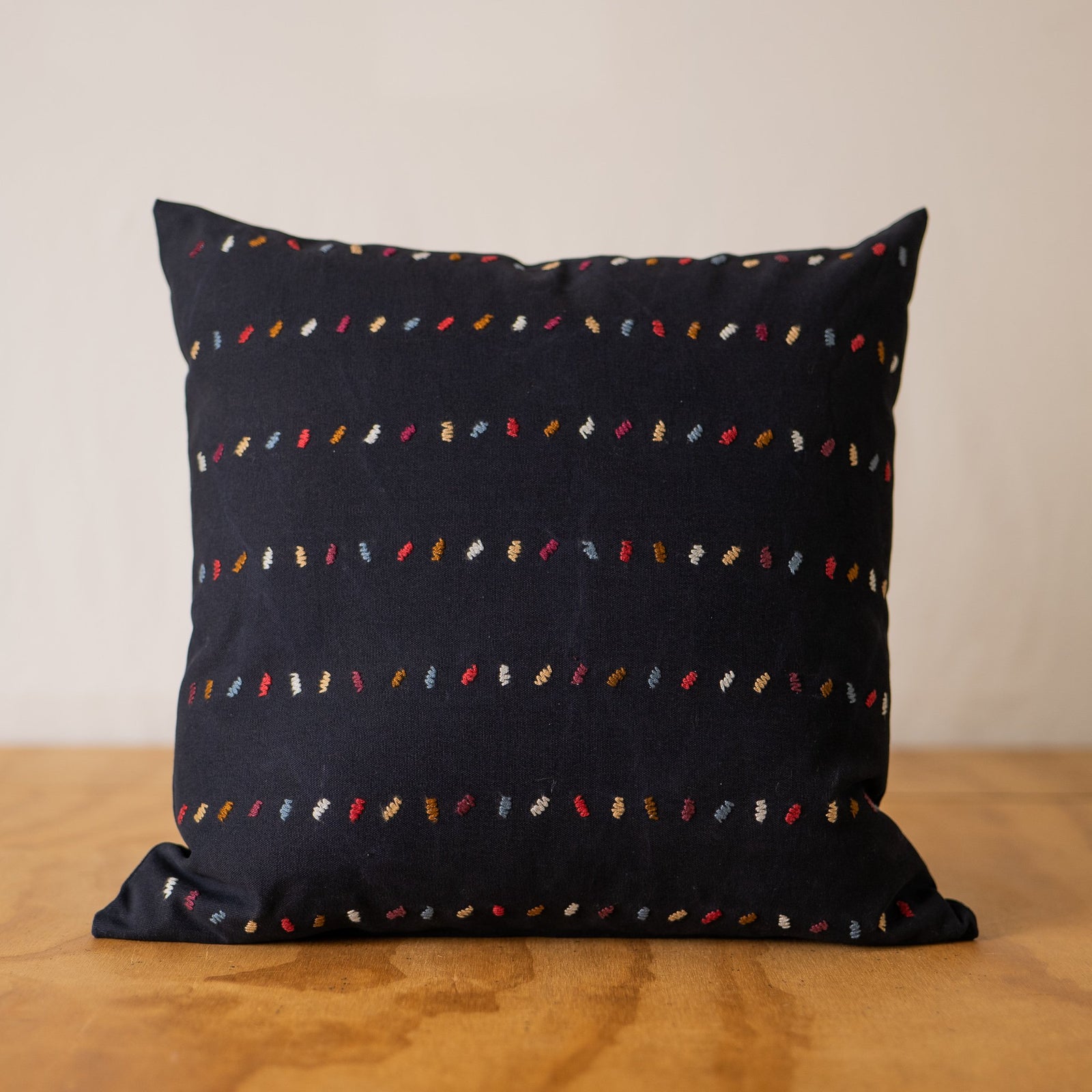 Minimalist Hand Embroidered Pillow - Confetti, Ink
