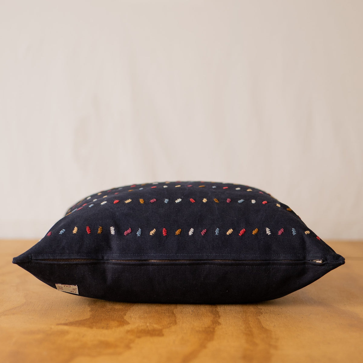 Minimalist Hand Embroidered Pillow - Confetti, Ink