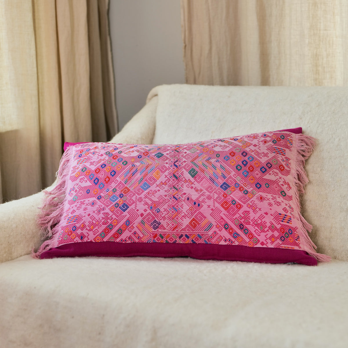 Hand Embroidered Huipiles Pillow- 1/10