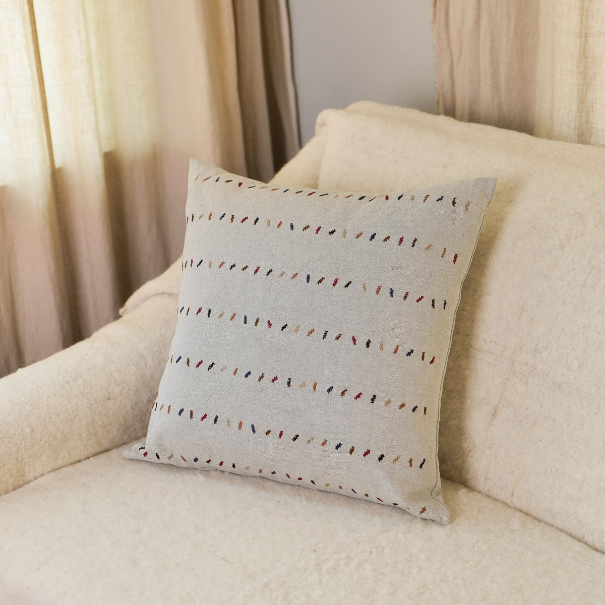 Minimalist Hand Embroidered Pillow - Confetti, Grey