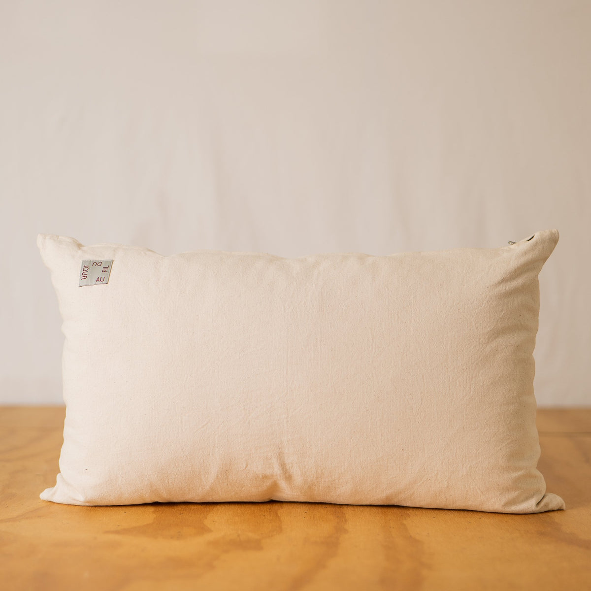 Minimalist Hand Embroidered Pillow - Multi Color Band, Natural