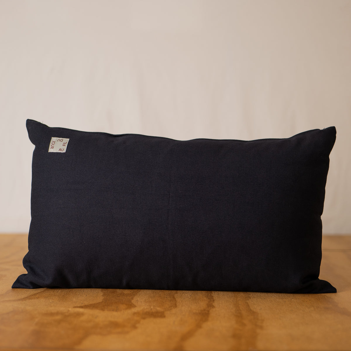 Minimalist Hand Embroidered Pillow - Multi Color Band, Ink