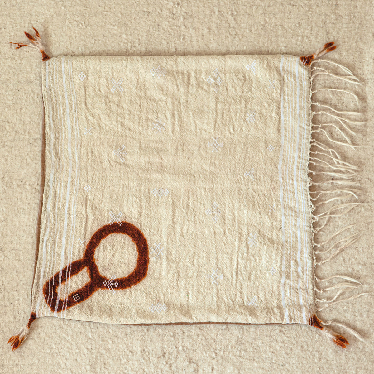 Berber Wool Floor Pillow - Bridal Hena Prints - 1/7