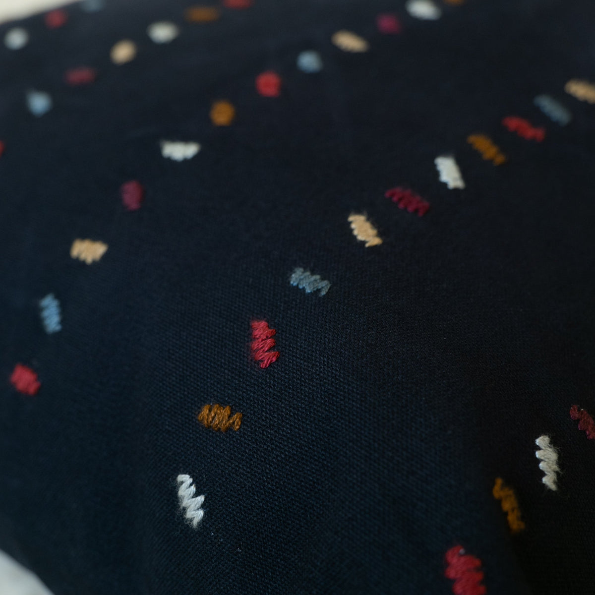 Minimalist Hand Embroidered Pillow - Confetti, Ink