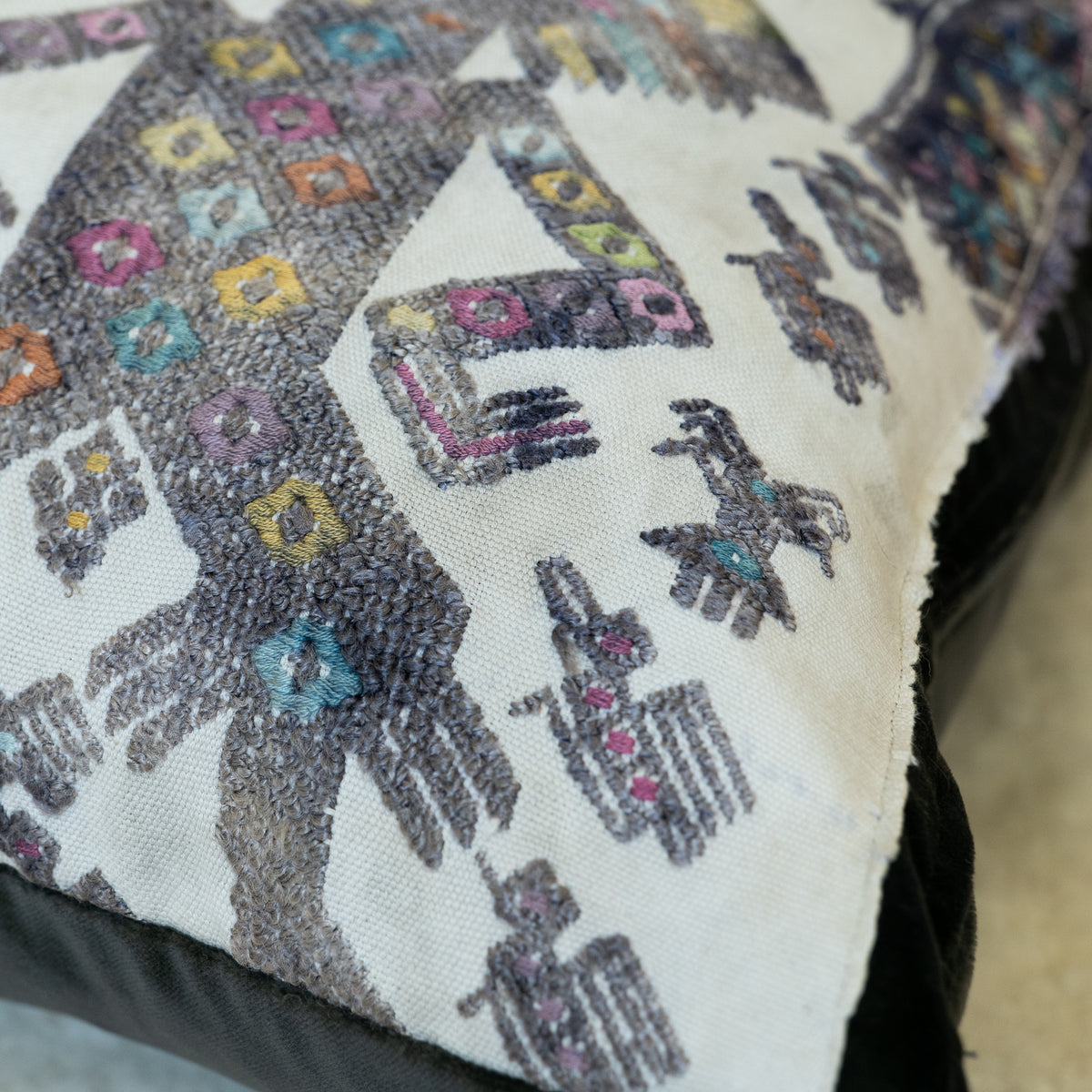 Hand Embroidered Huipiles Pillow- 3/10