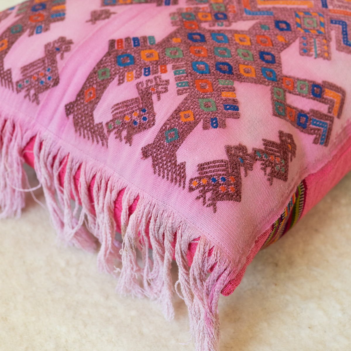 Hand Embroidered Huipiles Pillow- 9/10