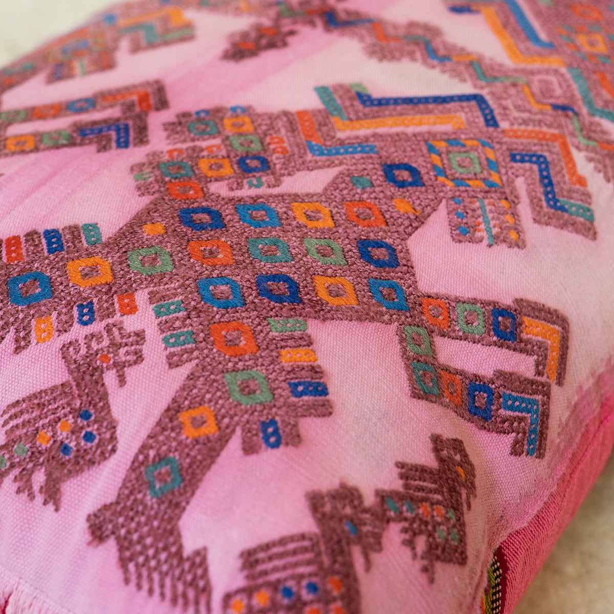 Hand Embroidered Huipiles Pillow- 9/10