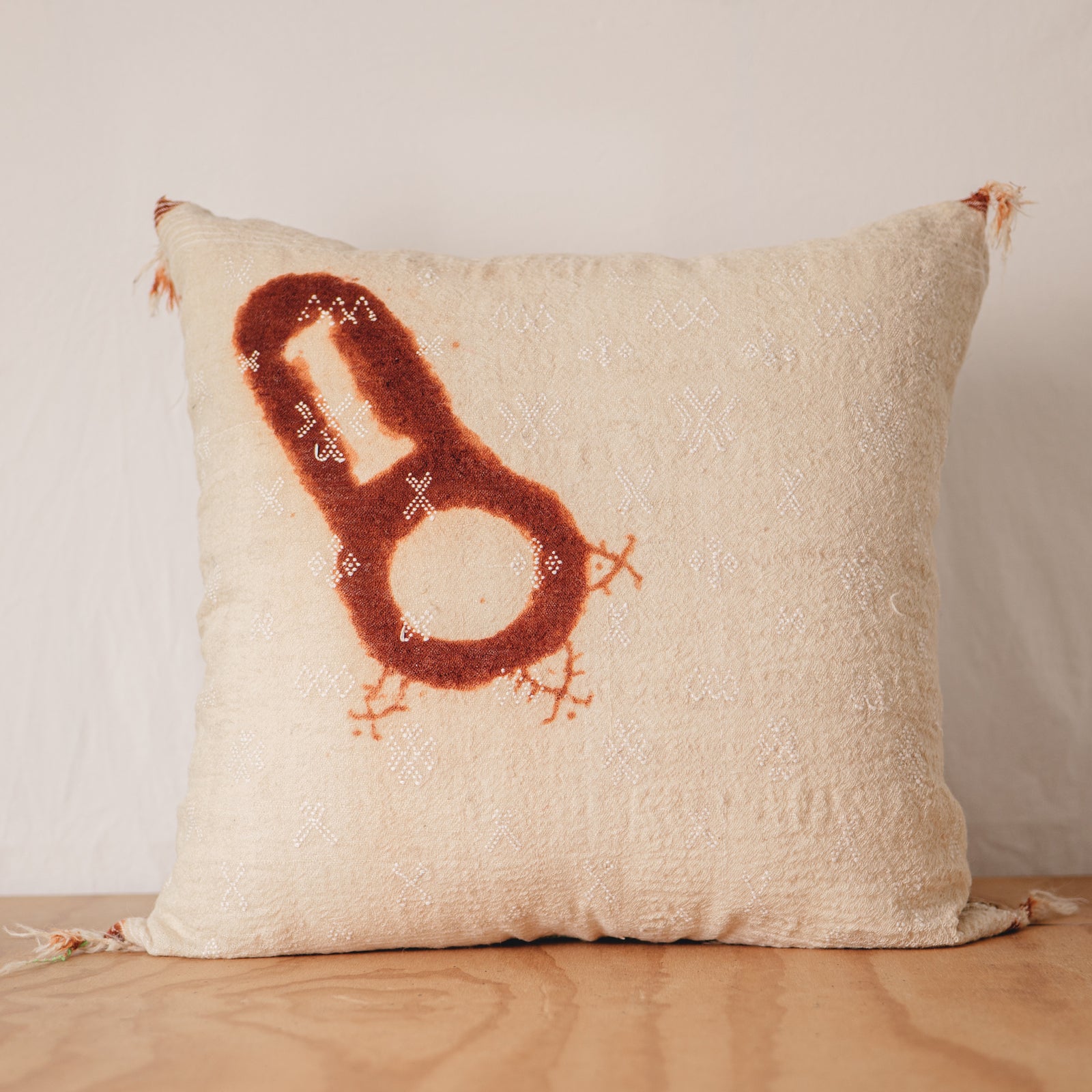 Berber Wool Floor Pillow - Bridal Hena Prints - 1/7