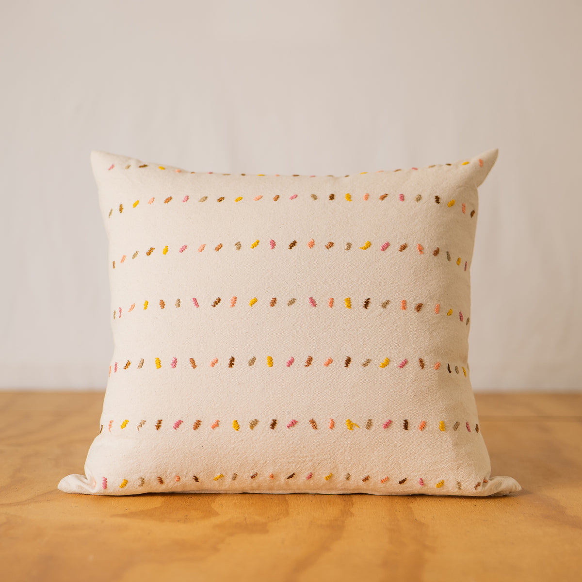 Minimalist Hand Embroidered Pillow - Confetti, Natural